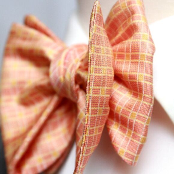 Men's Self-tied Bow Tie Orange Plaid Bow tie big Butterfly Bow tie S709 - Picture 9 of 13